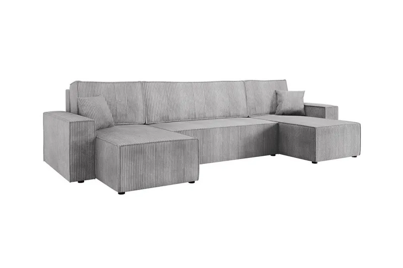 Magston 4-sits Hörnbäddsoffa 130x266 cm med Förvaring i Manchestertyg, Grå