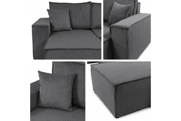 Magston 4-sits Hörnbäddsoffa 130x266 cm med Förvaring i Manchestertyg - Grå - Möbler - Vardagsrum - Bäddsoffor - U bäddsoffa