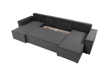 Magston 4-sits Hörnbäddsoffa 130x266 cm med Förvaring i Manchestertyg - Grå - Möbler - Vardagsrum - Bäddsoffor - U bäddsoffa