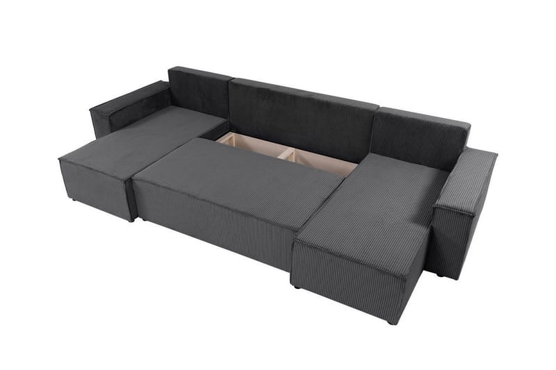 Magston 4-sits Hörnbäddsoffa 130x266 cm med Förvaring i Manchestertyg - Grå - Möbler - Vardagsrum - Bäddsoffor - U bäddsoffa