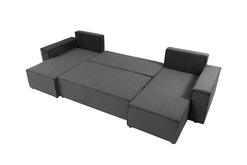 Magston 4-sits Hörnbäddsoffa 130x266 cm med Förvaring i Manchestertyg - Grå - Möbler - Vardagsrum - Bäddsoffor - U bäddsoffa