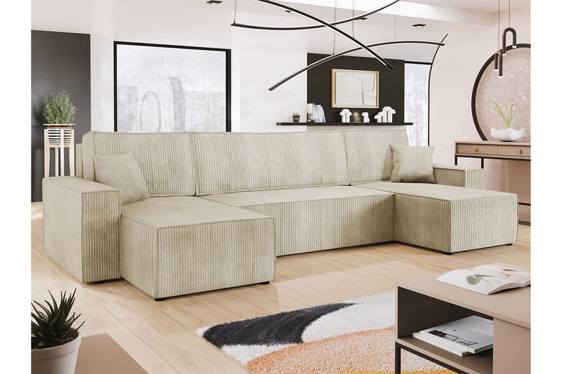 Magston 4-sits Hörnbäddsoffa Beige - Möbler - Vardagsrum - Bäddsoffor - U bäddsoffa