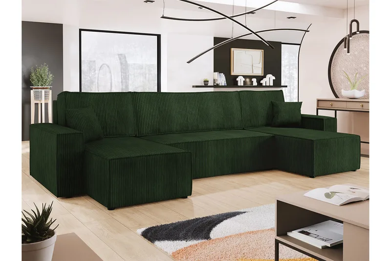 Magston 4-sits Hörnbäddsoffa - Grön - Möbler - Vardagsrum - Bäddsoffor - U bäddsoffa