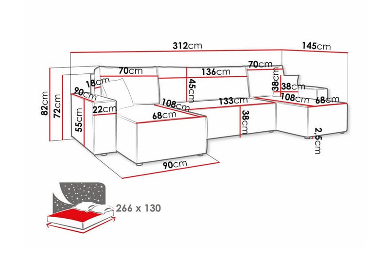 Magston 4-sits Hörnbäddsoffa Mörkblå - Möbler - Vardagsrum - Bäddsoffor - Hörnbäddsoffa