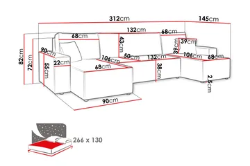 Magston 4-sits Hörnbäddsoffa - Möbler - Vardagsrum - Bäddsoffor - U bäddsoffa