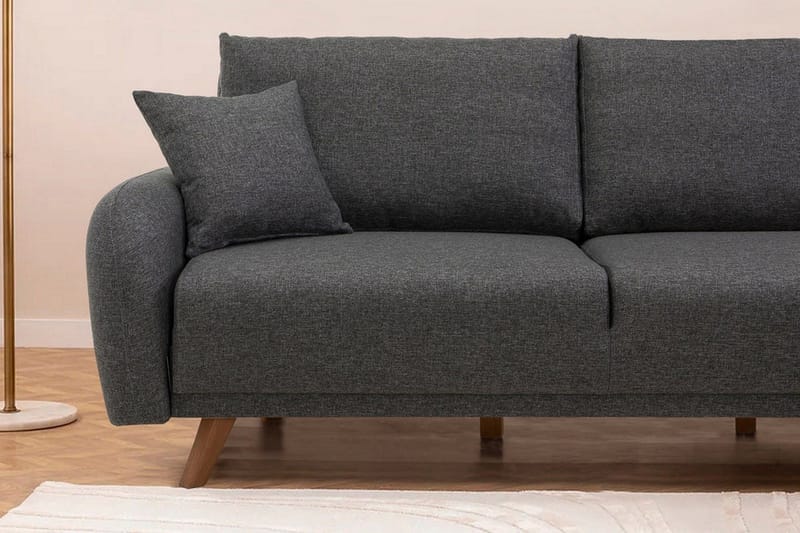 Malkiat 4-sits Höger Hörnbäddsoffa Bäddbar 125x260 cm med Förvaring i Tyg - Grå - Möbler - Vardagsrum - Bäddsoffor