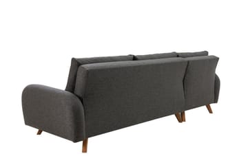 Malkiat 4-sits Höger Hörnbäddsoffa Bäddbar 125x260 cm med Förvaring i Tyg - Grå - Möbler - Vardagsrum - Bäddsoffor