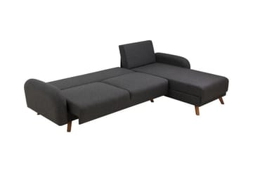 Malkiat 4-sits Höger Hörnbäddsoffa Bäddbar 125x260 cm med Förvaring i Tyg - Grå - Möbler - Vardagsrum - Bäddsoffor