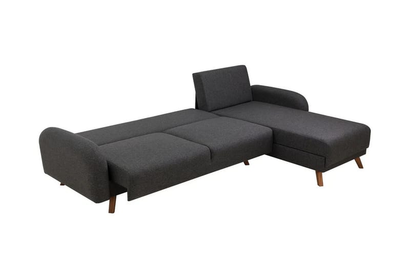 Malkiat 4-sits Höger Hörnbäddsoffa Bäddbar 125x260 cm med Förvaring i Tyg - Grå - Möbler - Vardagsrum - Bäddsoffor