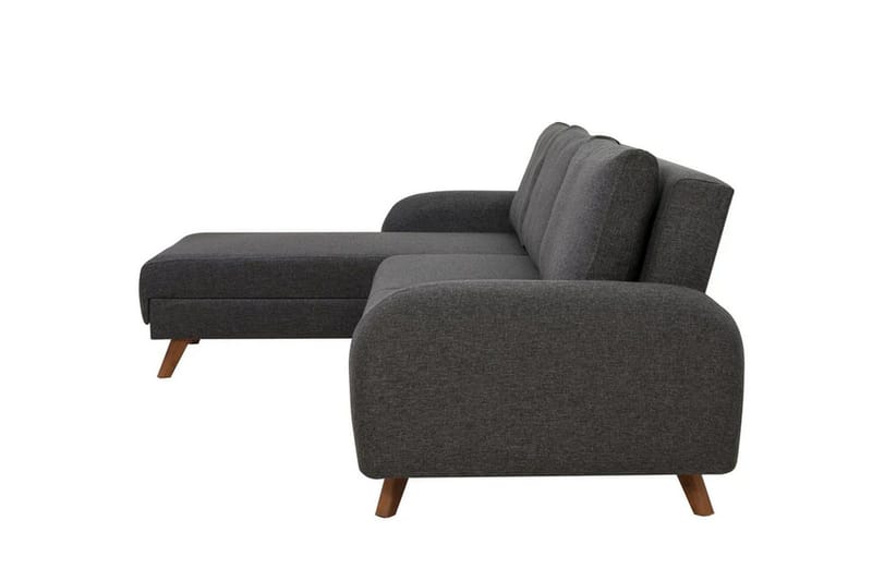 Malkiat 4-sits Höger Hörnbäddsoffa Bäddbar 125x260 cm med Förvaring i Tyg - Grå - Möbler - Vardagsrum - Bäddsoffor