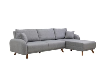 Malkiat 4-sits Höger Hörnbäddsoffa med Schäslong 125x260 cm i Tyg - Grå - Möbler - Vardagsrum - Bäddsoffor