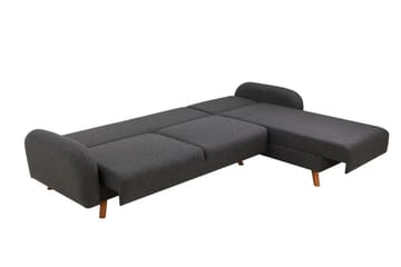 Malkiat 4-sits Höger L-formad Hörnbäddsoffa 125x260 cm med Förvaring i Tyg - Grå - Möbler - Vardagsrum - Bäddsoffor