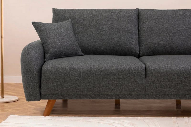 Malkiat 4-sits Höger L-formad Hörnbäddsoffa 125x260 cm med Förvaring i Tyg - Grå - Möbler - Vardagsrum - Bäddsoffor