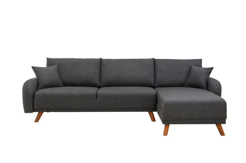 Malkiat 4-sits Höger L-formad Hörnbäddsoffa 125x260 cm med Förvaring i Tyg, Grå