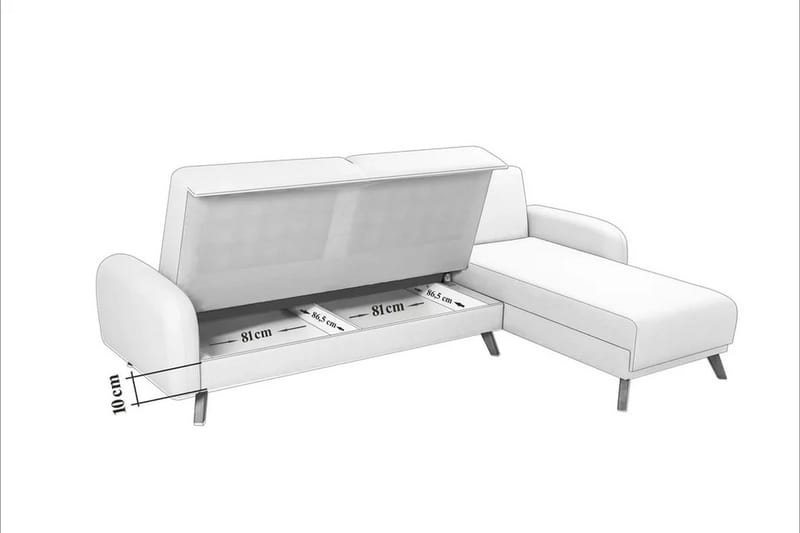 Malkiat 4-sits Höger L-formad Hörnbäddsoffa 125x260 cm med Förvaring i Tyg - Vit - Möbler - Vardagsrum - Bäddsoffor