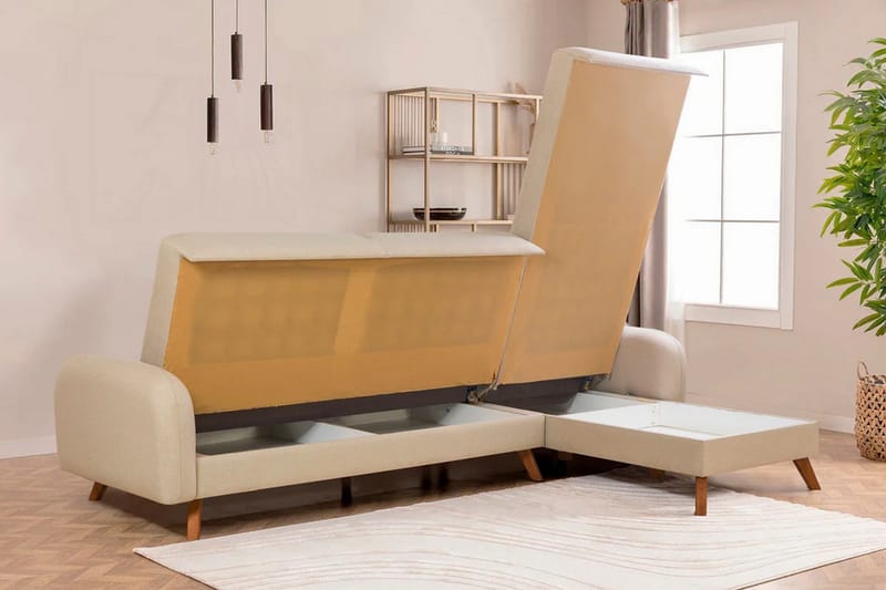 Malkiat Hörnbäddsoffa - Cream - Möbler - Vardagsrum - Bäddsoffor - Hörnbäddsoffa