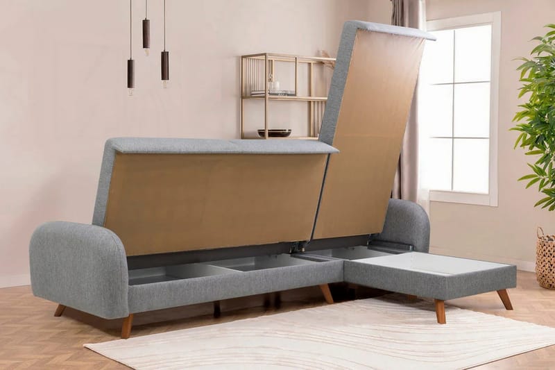 Malkiat Hörnbäddsoffa - Grå - Möbler - Vardagsrum - Bäddsoffor - Hörnbäddsoffa