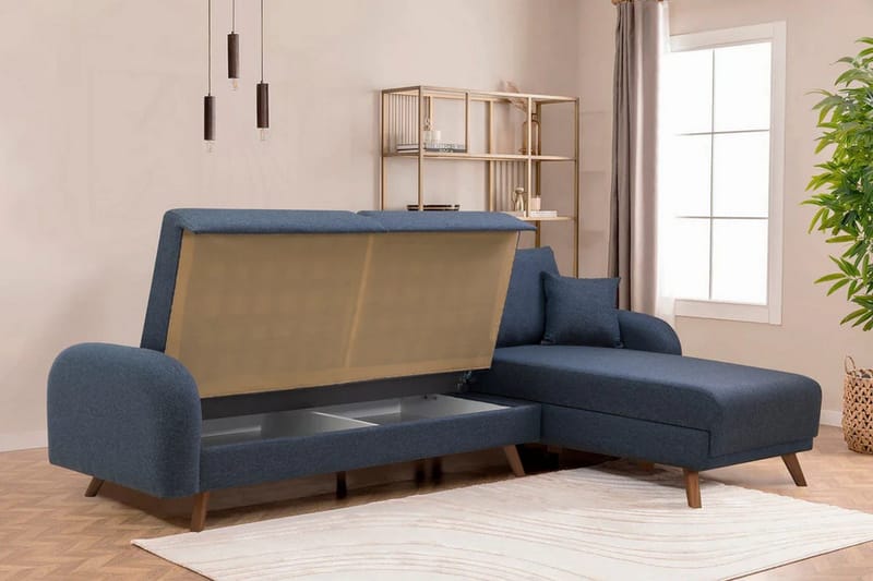 Malkiat Hörnbäddsoffa - Mörkblå - Möbler - Vardagsrum - Bäddsoffor - Hörnbäddsoffa