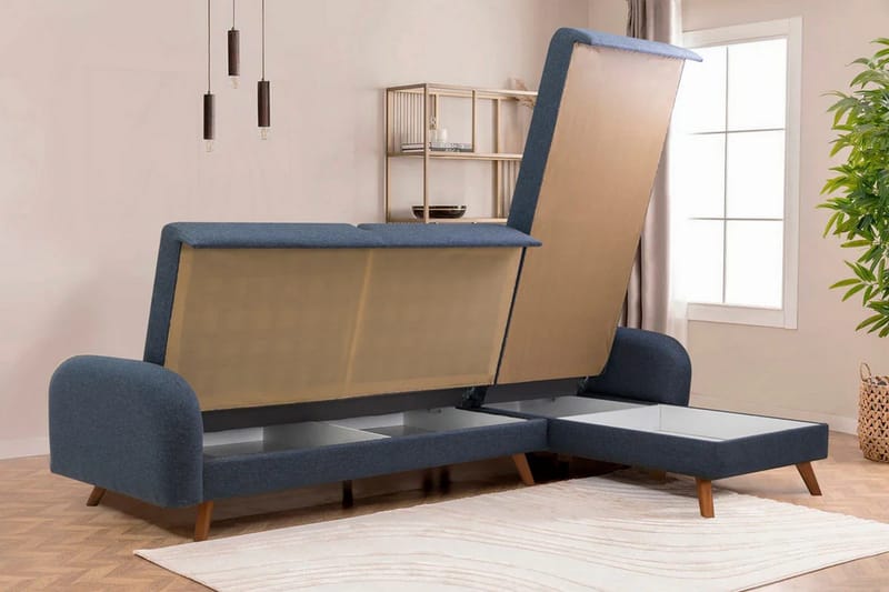 Malkiat Hörnbäddsoffa - Mörkblå - Möbler - Vardagsrum - Bäddsoffor - Hörnbäddsoffa