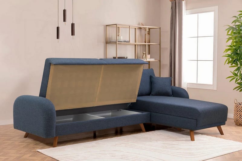 Malkiat Hörnbäddsoffa - Mörkblå - Möbler - Vardagsrum - Bäddsoffor - Hörnbäddsoffa