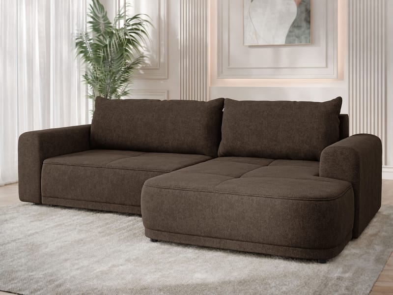 Malor 3-sits Bäddsoffa med divan Högervänd - mörkbrun - Möbler - Vardagsrum - Bäddsoffor - Hörnbäddsoffa