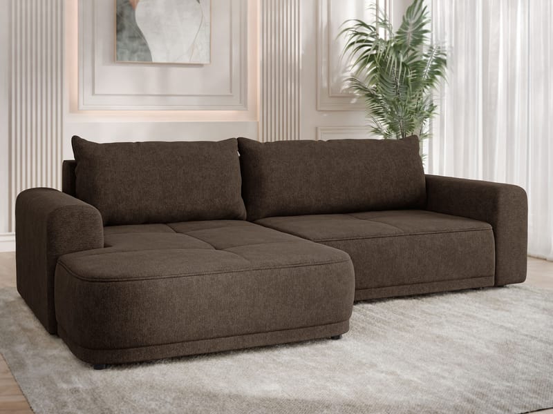 Malor 3-sits Bäddsoffa med divan Vänstervänd - mörkbrun - Möbler - Vardagsrum - Bäddsoffor - Hörnbäddsoffa