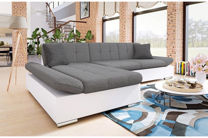 MALWI U-Bäddsoffa 278x162x76 cm - Grå/Vit - Möbler - Vardagsrum - Bäddsoffor