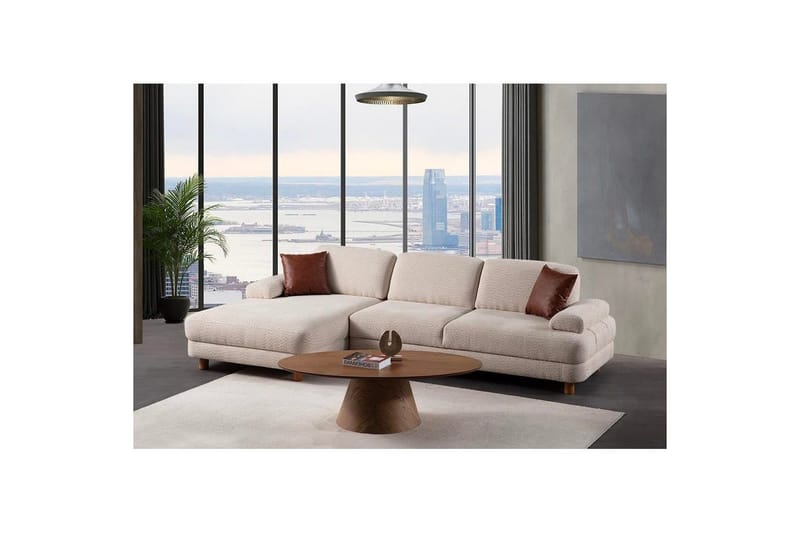 Mami Bäddsoffa med Divan 4-sits - Cream - Möbler - Vardagsrum - Bäddsoffor - Hörnbäddsoffa