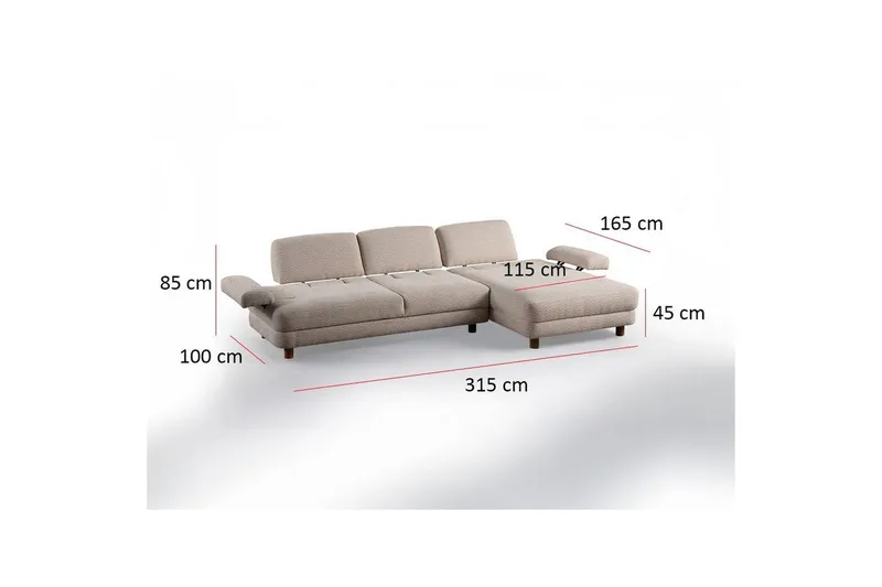 Mami Bäddsoffa med Divan 4-sits - Cream - Möbler - Vardagsrum - Bäddsoffor - Hörnbäddsoffa