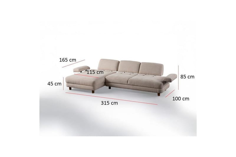 Mami Bäddsoffa med Divan 4-sits - Cream - Möbler - Vardagsrum - Bäddsoffor - Hörnbäddsoffa
