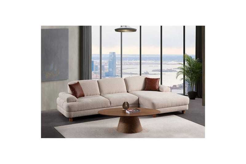 Mami Bäddsoffa med Divan 4-sits - Cream - Möbler - Vardagsrum - Bäddsoffor - Hörnbäddsoffa