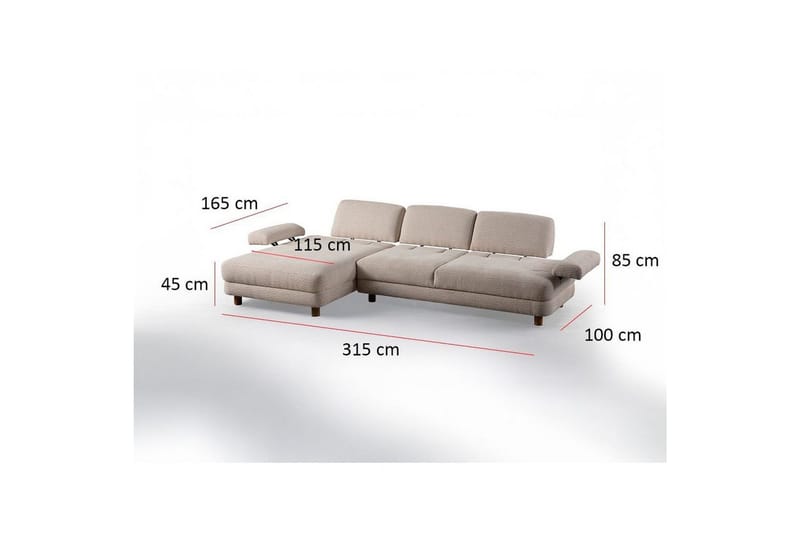 Mami Bäddsoffa med Divan 4-sits - Cream - Möbler - Vardagsrum - Bäddsoffor - Hörnbäddsoffa