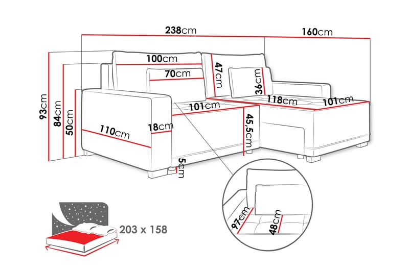 Manetto Bäddsoffa m. Divan 2-sits - Möbler - Vardagsrum - Bäddsoffor