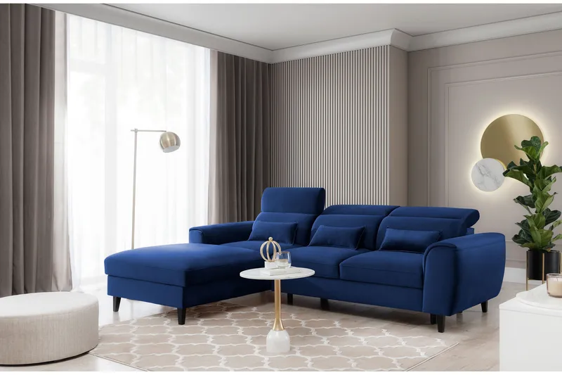 Manni 3-sits Bäddsoffa m. Divan med Förvaring, Blå