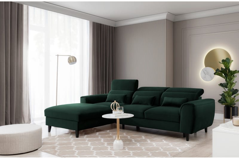 Manni 3-sits Bäddsoffa m. Divan med Förvaring, Grön