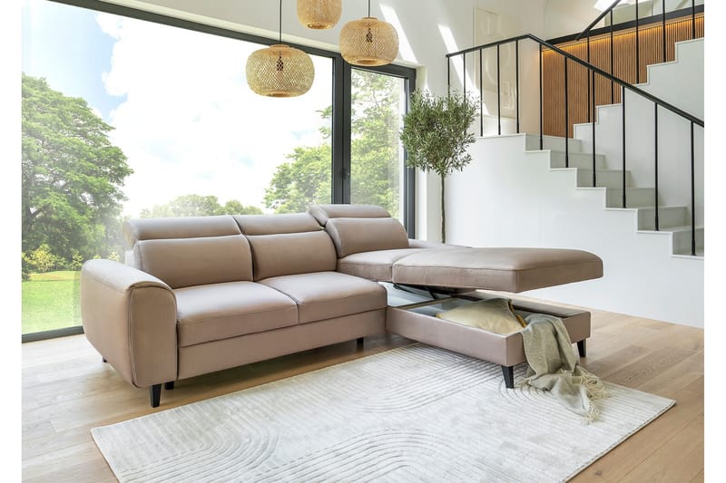Manni 3-sits Bäddsoffa m. Divan med Förvaring - Ljusgrå - Möbler - Vardagsrum - Bäddsoffor