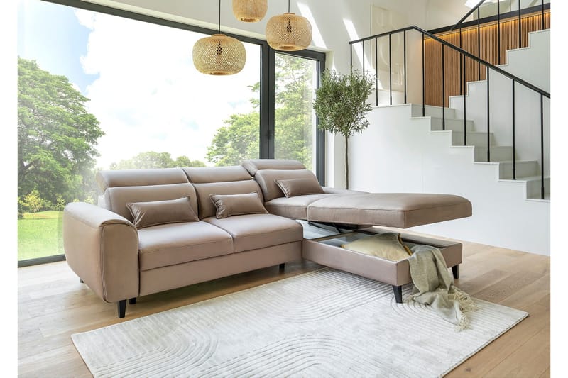 Manni 3-sits Bäddsoffa m. Divan med Förvaring - Ljusgrå - Möbler - Vardagsrum - Bäddsoffor