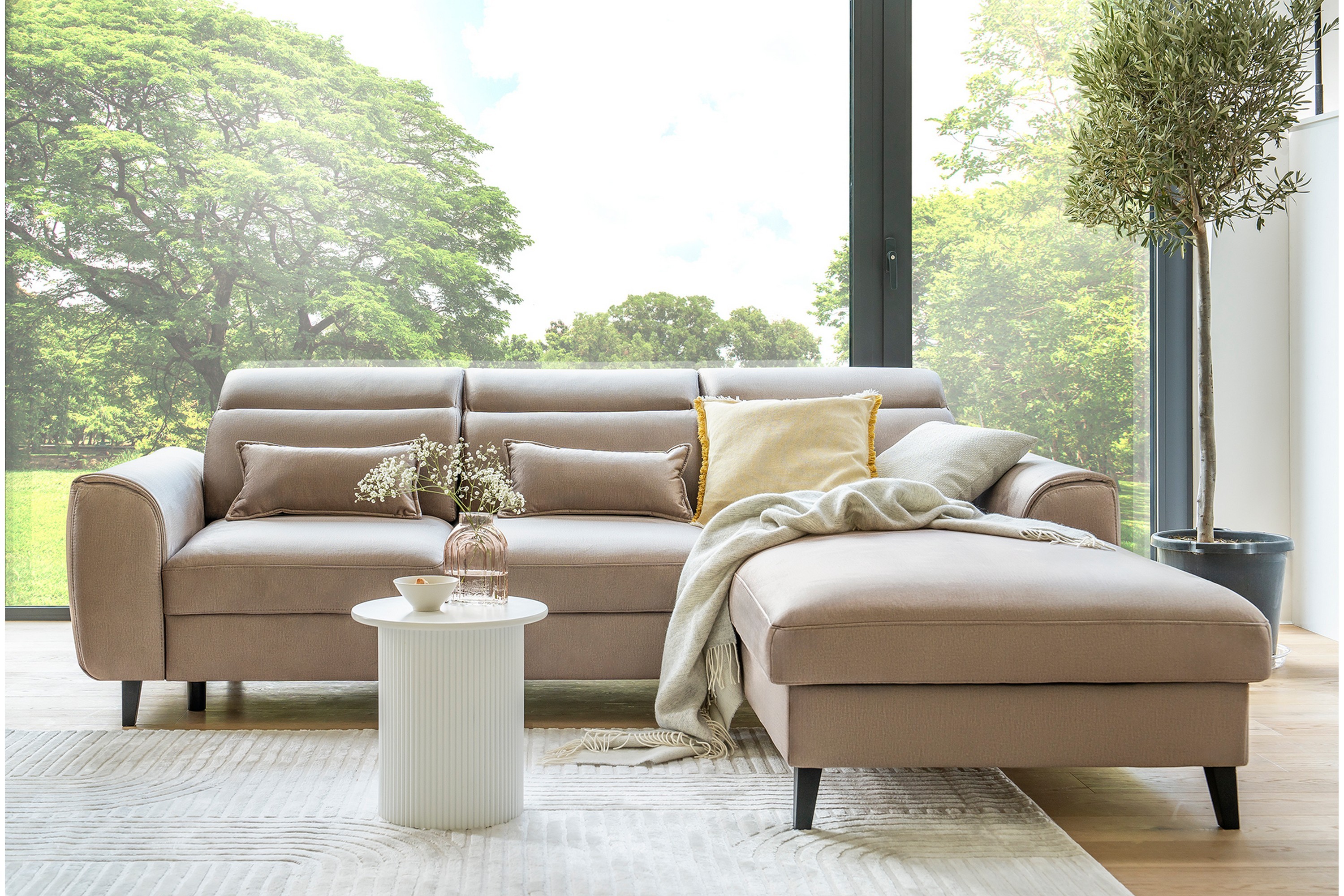 manni 3-sits bäddsoffa m. divan med förvaring ljusgrå -