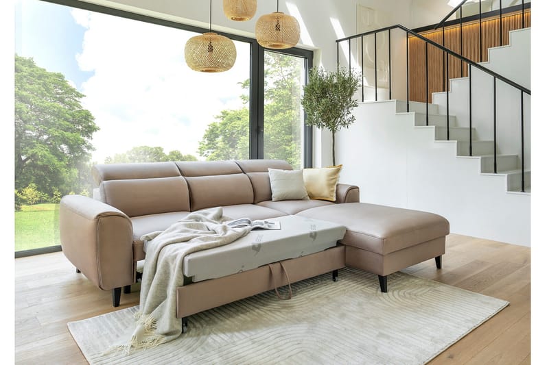 Manni 3-sits Bäddsoffa m. Divan med Förvaring - Ljusgrå - Möbler - Vardagsrum - Bäddsoffor