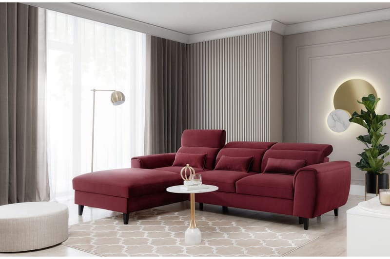 Manni 3-sits Bäddsoffa m. Divan med Förvaring, Röd