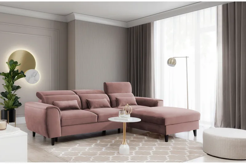 Manni 3-sits Bäddsoffa m. Divan med Förvaring - Rosa - Möbler - Vardagsrum - Bäddsoffor