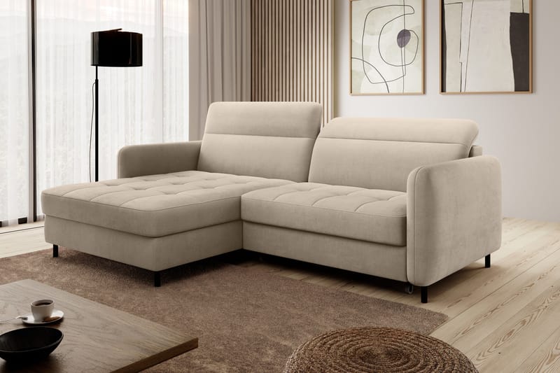 Manoti 3-sits Bäddsoffa m. Divan med Förvaring Beige - Möbler - Vardagsrum - Bäddsoffor