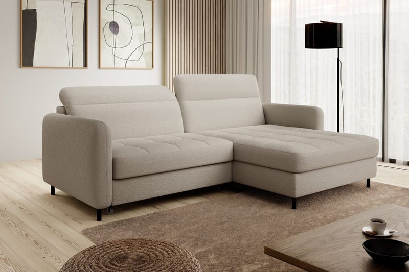 Manoti 3-sits Bäddsoffa m. Divan med Förvaring - Beige - Möbler - Vardagsrum - Bäddsoffor