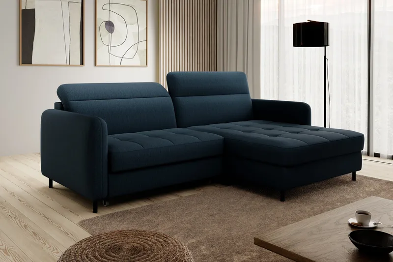 Manoti 3-sits Bäddsoffa m. Divan med Förvaring, Blå