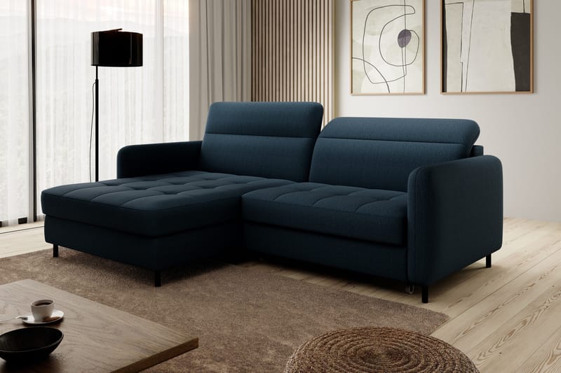 Manoti 3-sits Bäddsoffa m. Divan med Förvaring - Blå - Möbler - Vardagsrum - Bäddsoffor