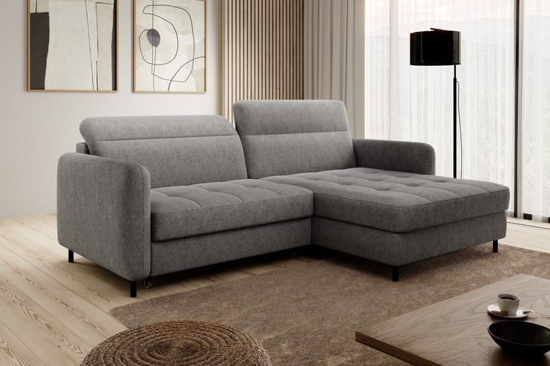 Manoti 3-sits Bäddsoffa m. Divan med Förvaring - Grå - Möbler - Vardagsrum - Bäddsoffor