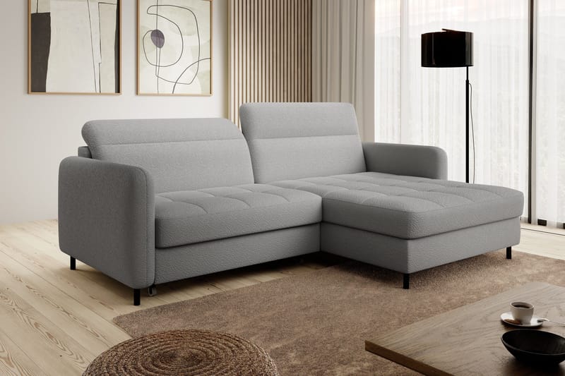 Manoti 3-sits Bäddsoffa m. Divan med Förvaring - Grå - Möbler - Vardagsrum - Bäddsoffor