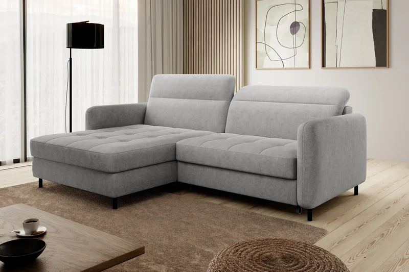 Manoti 3-sits Bäddsoffa m. Divan med Förvaring - Grå - Möbler - Vardagsrum - Bäddsoffor