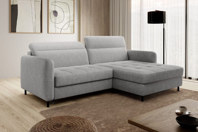 Manoti 3-sits Bäddsoffa m. Divan med Förvaring - Grå - Möbler - Vardagsrum - Bäddsoffor