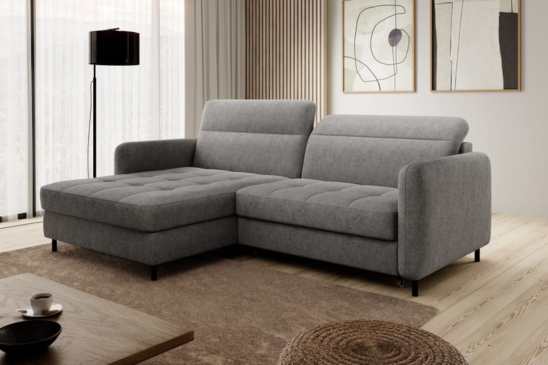 Manoti 3-sits Bäddsoffa m. Divan med Förvaring - Grå - Möbler - Vardagsrum - Bäddsoffor